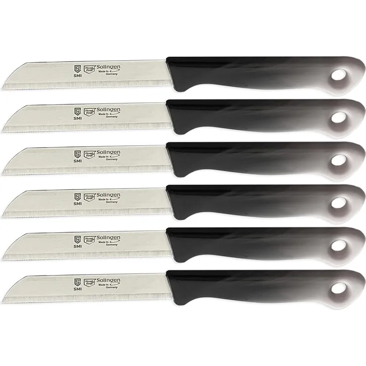 SMI Gemüsemesser 6-tlg Solingen Gemüsemesser Set Schälmesser Obstmesser Küchenmesser, Klinge mit Wellenschliff