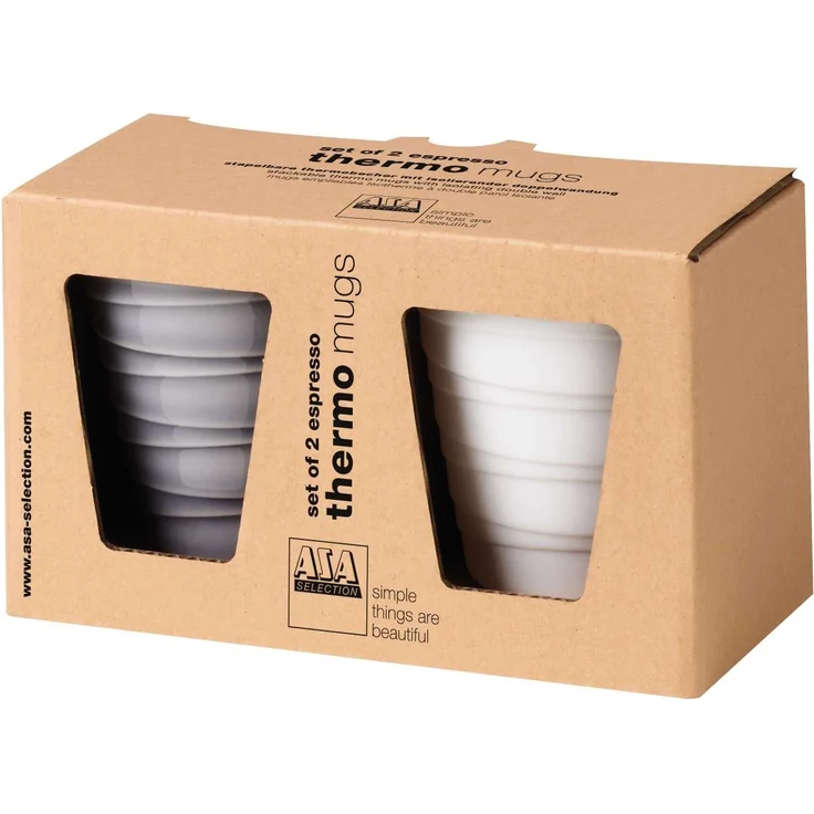 ASA Selection thermo Thermobecher Espresso Twisted, 2er Set, Espressobecher, Becher, Tasse, Porzellan, Weiß, 80 ml, 33701024 – Bild 4