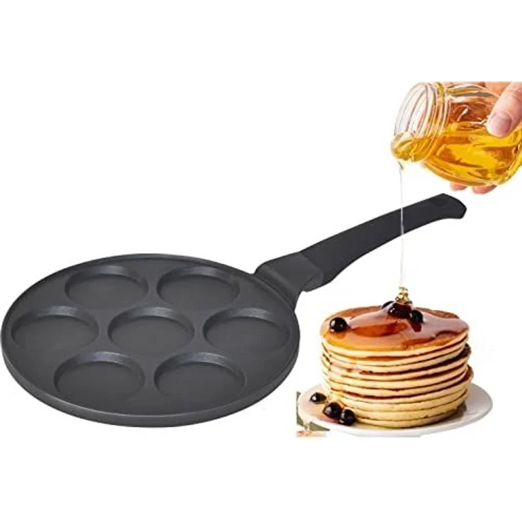Pfannkuchen Pfanne Ø26cm 7 Fächer Induktion Alu Guss Spiegelei Crepespfanne Pancake geeignet für alle Herdarten – Bild 4