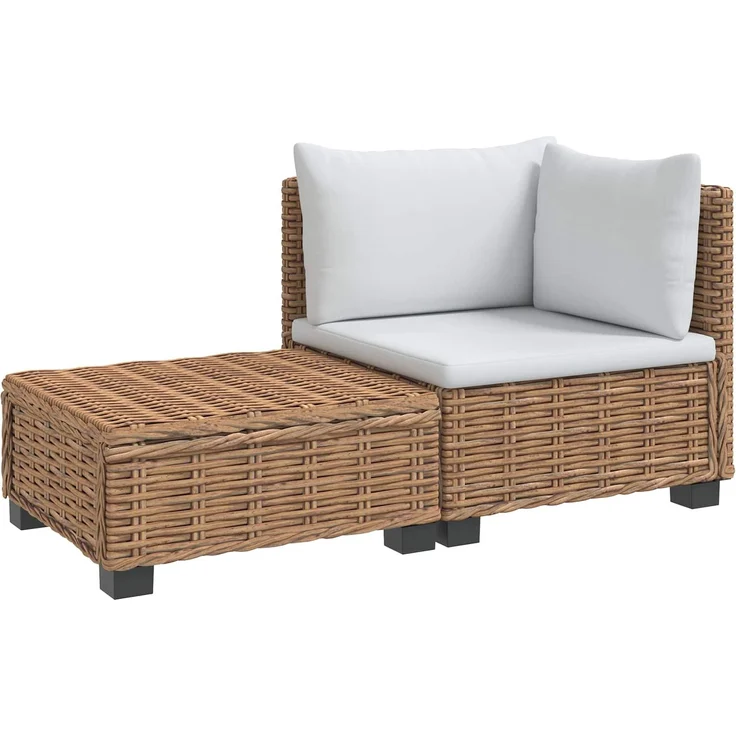vidaXL 2 Stk. Rattan-Lounge-Set mit Kissen GENDT Naturrattan Natur 42034403 – Bild 2