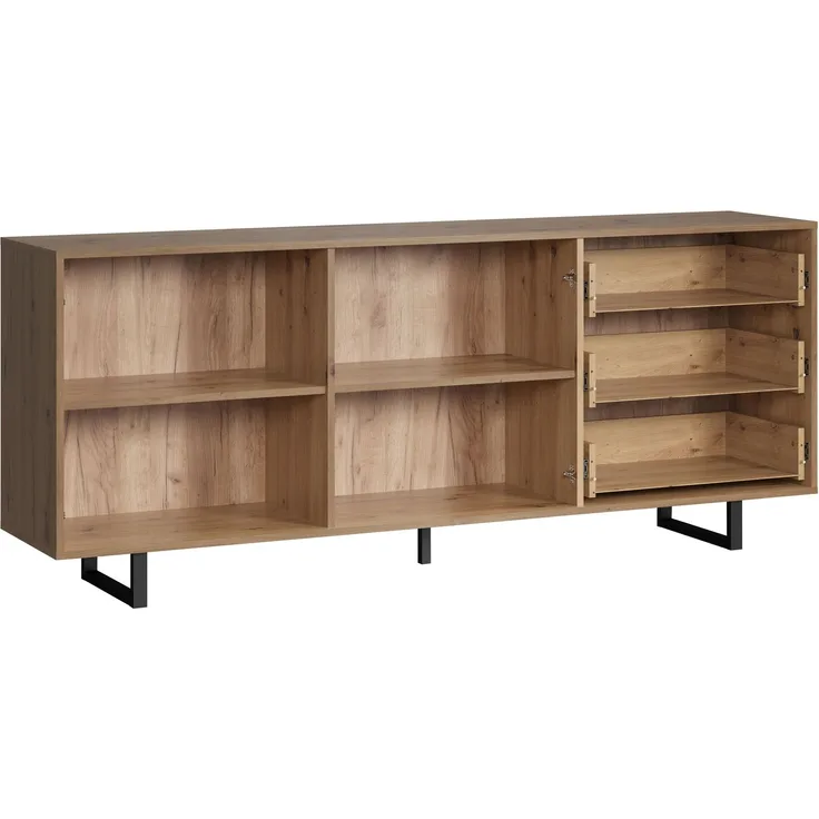 trendteam Wohnen Sideboard ohne Fronten Sentra, Artisan Eiche Melamin, B/H/T ca. 183/75/40 cm