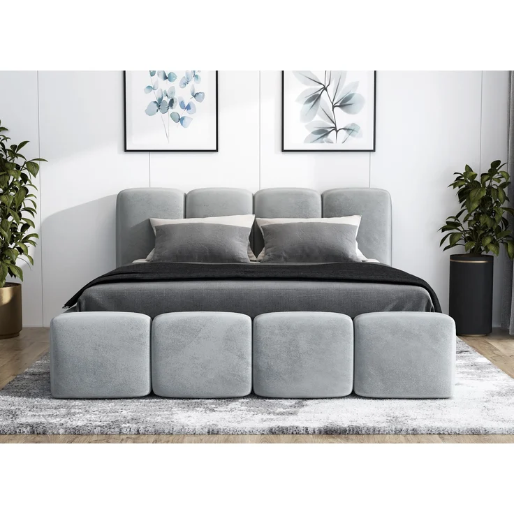 Polsterbett DONA 140x200 ohne Matratze mit Bettkasten und Lattenrost. Farbe: Silber 15 – Bild 1