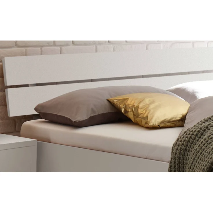 Hasena Bett Ortona Weiß mit gepolstertem Kopfteil 90x210 cm, Komforthöhe 25 cm MDF weiss deckend – Trento – Bild 3
