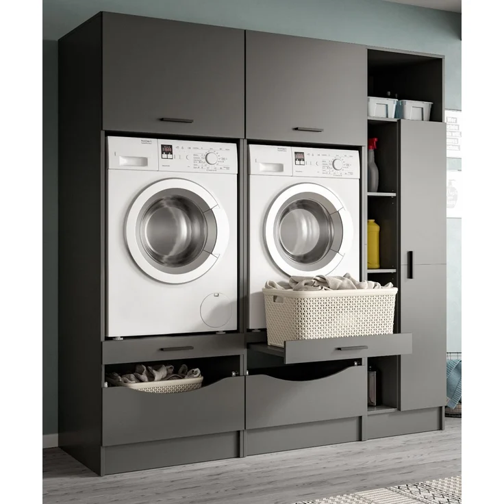 Waschmaschinenumbau Set Flexy in grau 182 x 195 cm – Bild 5
