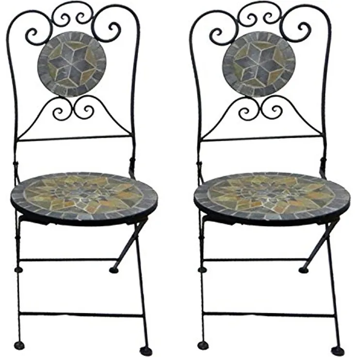 2er Mosaik Klappstuhl Bistrostuhl Balkonstuhl Gartenstuhl Stern Design