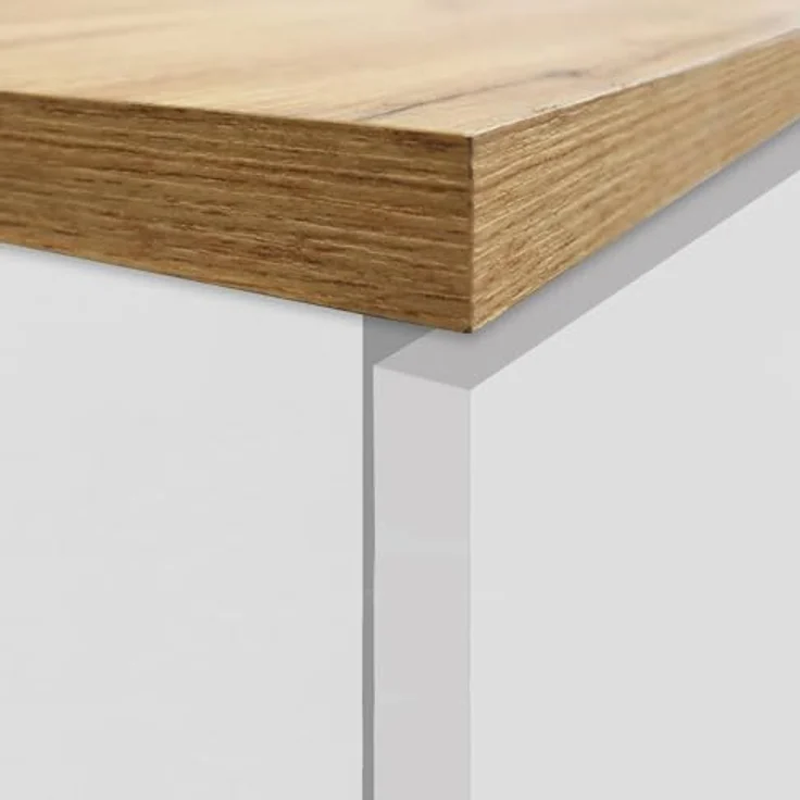 Dmora - Küchenschrank Quintino, Mehrzweckschrank, Küchenzeile Schrank, Multifunktionales Kühlregal, 100% Made in Italy, 30 x 60 x 165 cm, glänzendes Weiß und Eiche – Bild 10