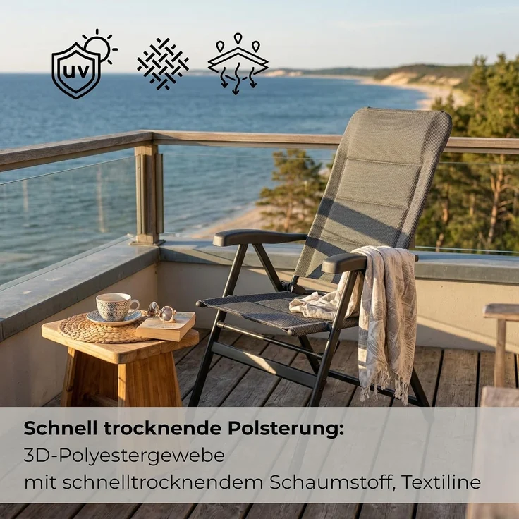 osoltus Alu Camping Klappsessel Hochlehner 3D Soft Touch Open-Grey – Bild 7