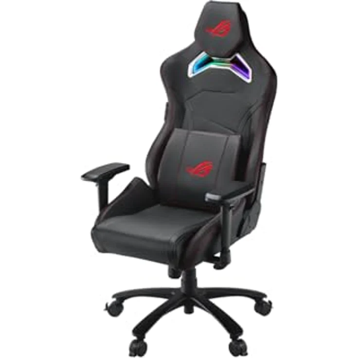 ASUS ROG Chariot X Gaming-Stuhl (Aura RGB Beleuchtung, 4D-Armlehnen, Memory-Foam, Premium-PU-Leder, One-Touch-Controller) in schwarz – Bild 4