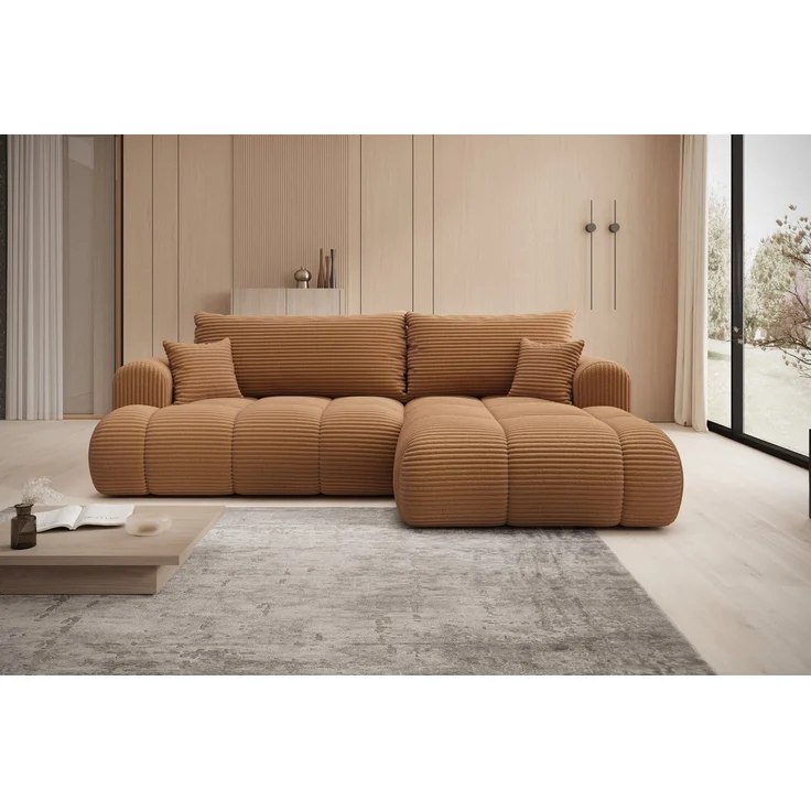thematys Ecksofa TREVIO 260 x 165 cm, mit Schlaffunktion, mit Bettkasten, Orange (Tilia 56), Ausrichtung rechts – Bild 1