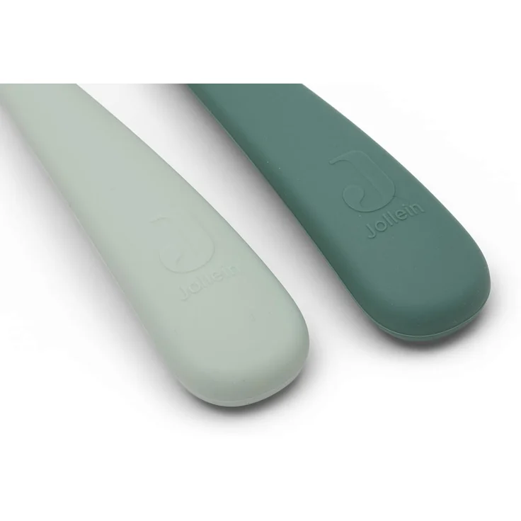 Jollein Silikon Baby Löffel - 2er Set - BPA-Frei - Jade Shades | Esslernlöffel Baby & Kleinkind, Spülmaschinengeeignet – Bild 2