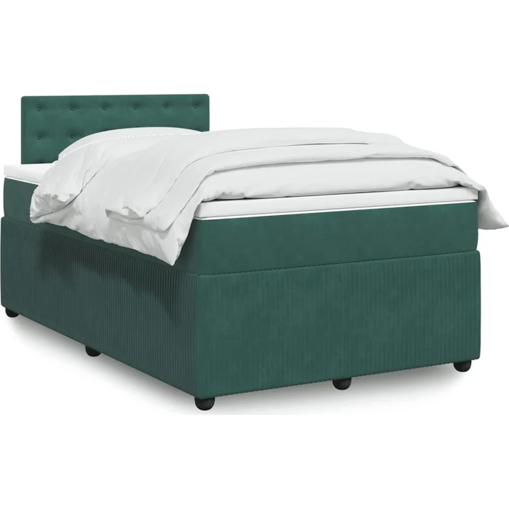 vidaXL Boxspringbett mit Matratze Dunkelgrün 120x200 cm Samt 3287725 – Bild 1