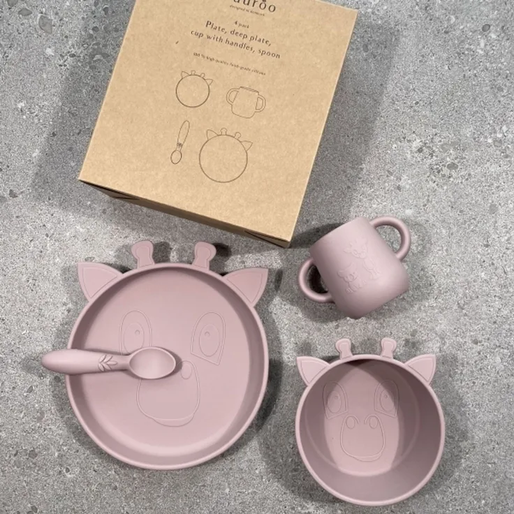 NUUROO Lykke Silikon-Dinner Set – 4 Stück – Woodrose