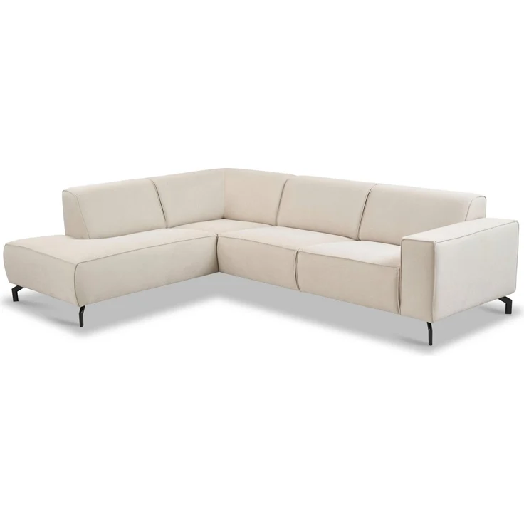 Places of Style Ecksofa Lorcan, Breite 275 cm, weiches Sitzgefühl, mit schwarzen Metallfüßen, Lederoptik und in weichem Strukturstoff – Bild 2