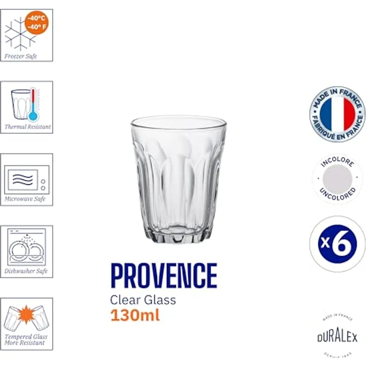 Trinkglas Duralex Provence Durchsichtig Kristall 130 ml (6 Stück) – Bild 6