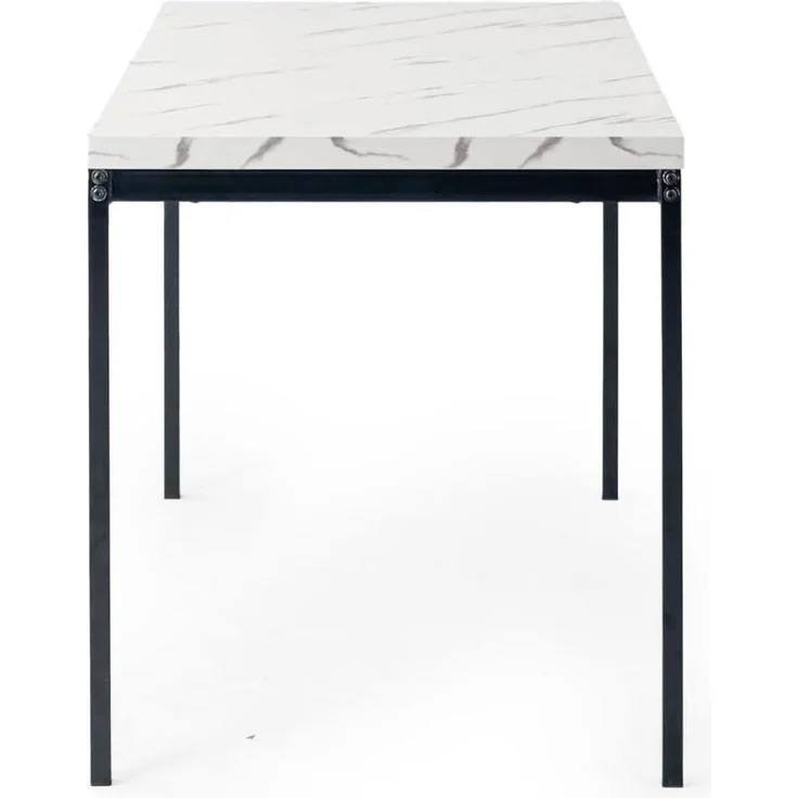 FurnitureR Garten-Esstische aus weißem Marmorimitat, Schlichter und eleganter Stil für 4 bis 6 Personen, Dicke Holzplatte mit Metallstruktur, für Terrasse, Terrasse, Garten, 120 x 70 x 75 cm – Bild 4