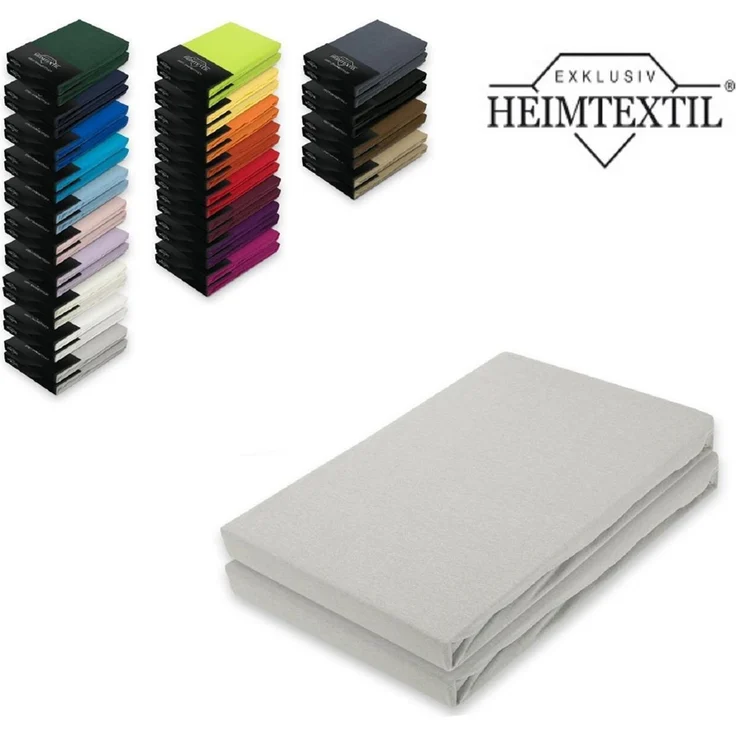 Doppelpack Jersey Spannbettlaken Premium Silber 180 - 200 x 200 cm – Bild 1