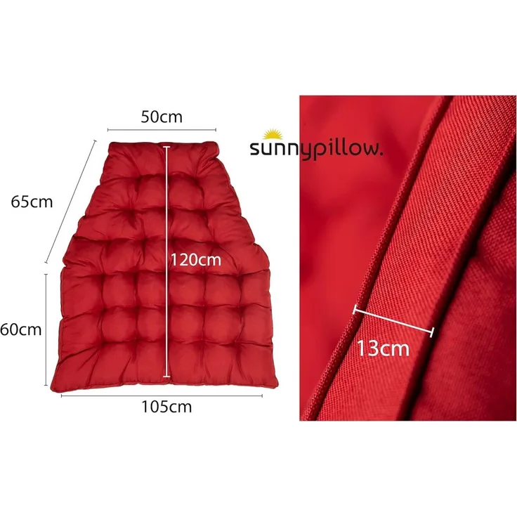 sunnypillow Polsterauflage Hängesessel Kissen - Auflage für Rattan & Polyrattan Hängeschaukel, Rot