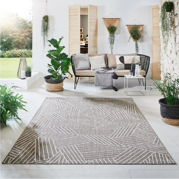 In- und Outdoorteppich Öland - Kristall, Farbe: Braun Beige, Größe: 200x290 cm