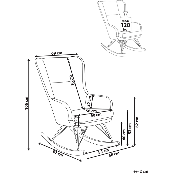 Schaukelsessel LUOMA Bouclé Cremeweiß – Bild 2