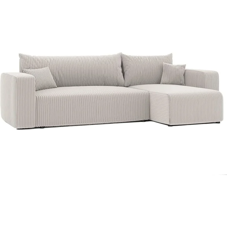 3-Sitzer-Ecksofa mit Schlaffunktion, Stauraum & beidseitig montierbarer Récamiere, Beige, 200 x 125 cm – Bild 3