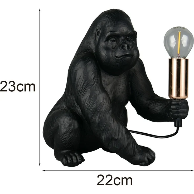 Besondere LED Tischleuchte Affenlampe Gorilla Schwarz, Höhe 23cm – Bild 4