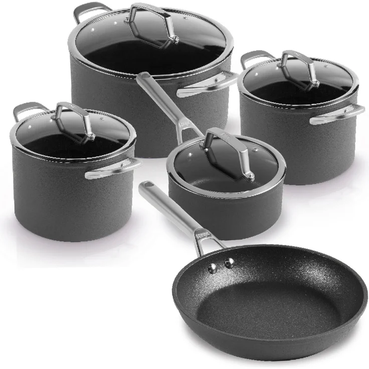 NINJA Topf-Set Ninja ZEROSTICK Premium 5-teiliges Topf- und Pfannen-Set C35005DE, Aluminium (Set, 5-tlg, Je 1 Kochtopf Ø 18,20,24 cm, 1 Stieltopf Ø 16 cm, 1 Bratpfanne Ø 24cm), Premium Kollektion, ZEROSTICK Technologie, garen ohne Fett – Bild 5