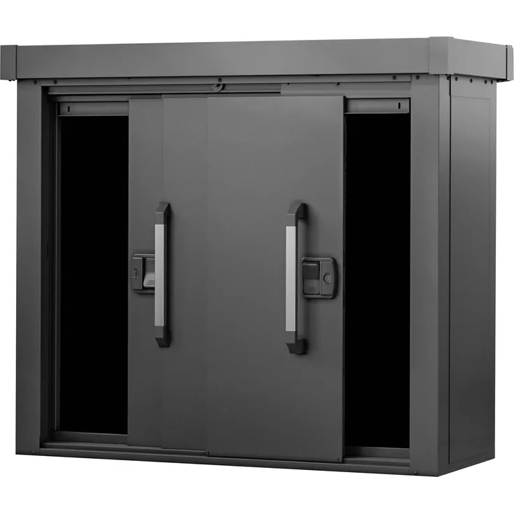 GFP Geräteschrank Metall 135x55x112 cm Gartenschrank Schiebetür anthrazit inkl. Fußboden