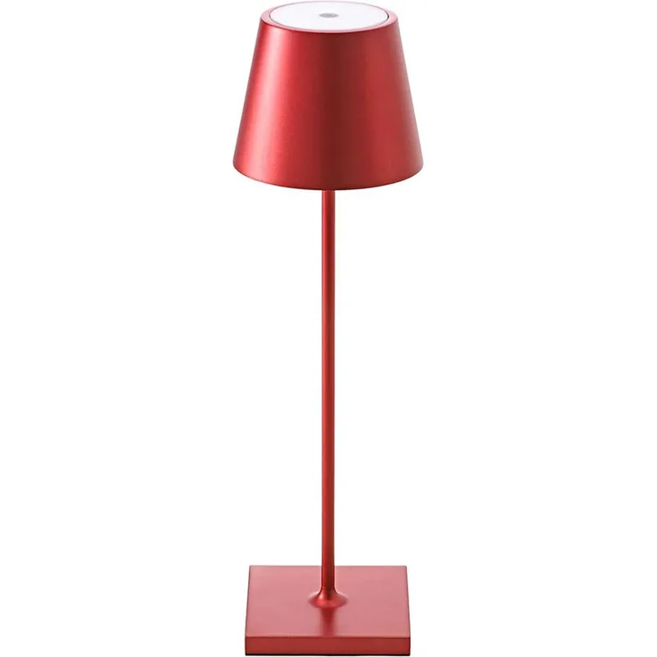 LED Tischleuchte, kirschrot, Touchdimmer, Akku, H 38 cm