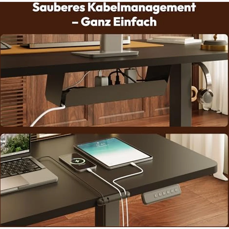 SANODESK Höhenverstellbarer Schreibtisch KOMPLETTE TISCHPLATTE Schreibtisch Höhenverstellbar Elektrisch Ergonomischer Steh-Sitz Tisch Computertisch für Heimbüro Homeoffice 120x60 cm(schwarz) – Bild 12