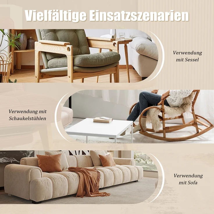 LVHOM Couchtisch rund, Beistelltisch aus Massivholz, Wohnzimmertisch Ø50 cm, Natur – Bild 6
