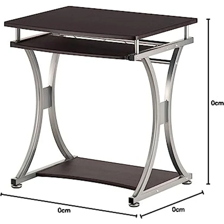 BAKAJI Schreibtisch mit ausziehbarem Tastaturständer und Ablage für den Arbeitsplatz, Computer, aus Metall und MDF-Holz, Einrichtung, Zuhause, Büro, Kinderzimmer, modernes Design, kompakt, Farbe Braun – Bild 2