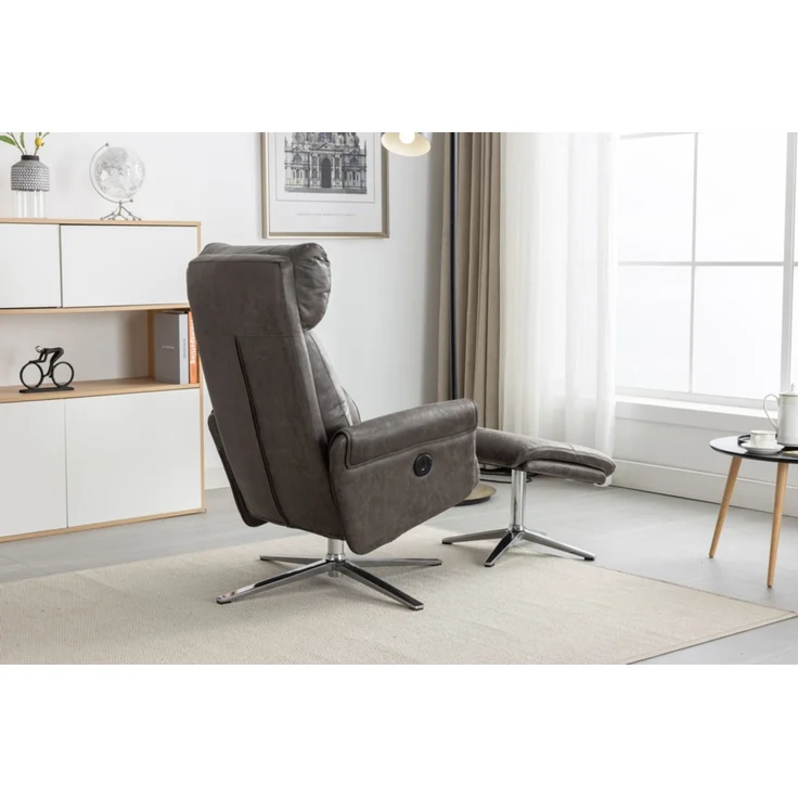 Elektrisch verstellbarer Relaxsessel mit Hocker, ca. 106,5 x 71,5 x 88 cm - Grau – Bild 9