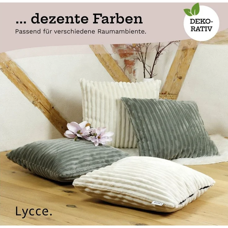 Lycce Dekokissen Kissenbezug Deluxe aus extra breitem, flauschigem Cordstoff 50x50cm – Bild 2