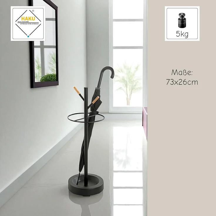 HAKU Möbel Schirmständer buche, schwarz, Metall - Maße: H 73 cm x Ø 26 cm, Style: Modern – Bild 5