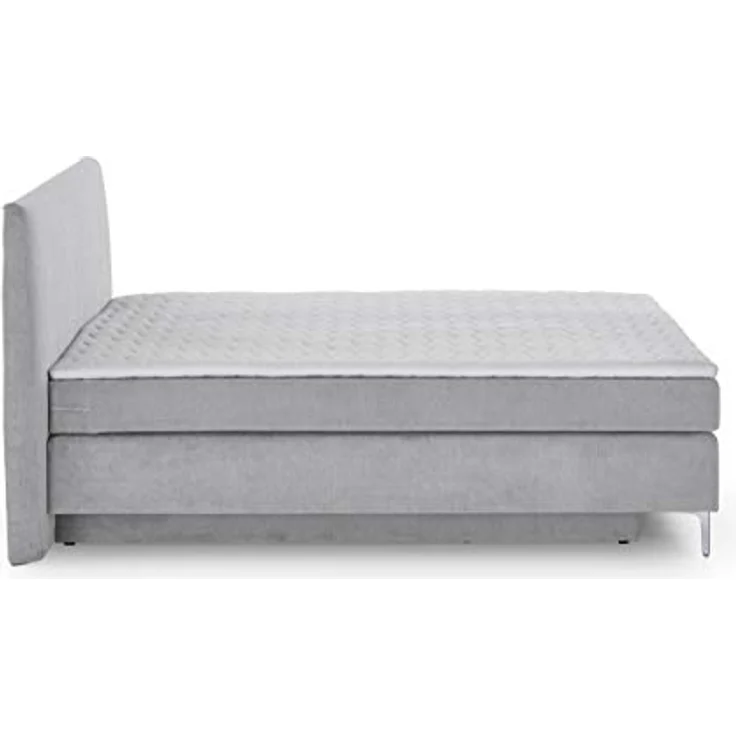 Atlantic Home Collection Boxspringbett LYNN, 180x200 cm, inkl. Bettkasten beidseitig und Topper (Härtegrad H2), hellgrau, ovales Kopfteil – Bild 6