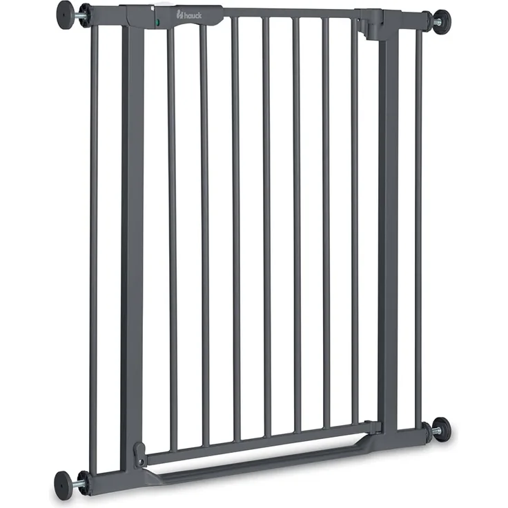 Hauck Treppenschutzgitter Türschutzgitter Clear Step Autoclose 2, für Breiten 75 - 80 cm, Ultra Flache Schwelle, Automatischer Schließmechanismus, ohne Bohren, Einhändiges Öffnen, Metall, Dunkelgrau