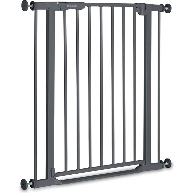 Hauck Treppenschutzgitter Türschutzgitter Clear Step Autoclose 2, für Breiten 75 - 80 cm, Ultra Flache Schwelle, Automatischer Schließmechanismus, ohne Bohren, Einhändiges Öffnen, Metall, Dunkelgrau