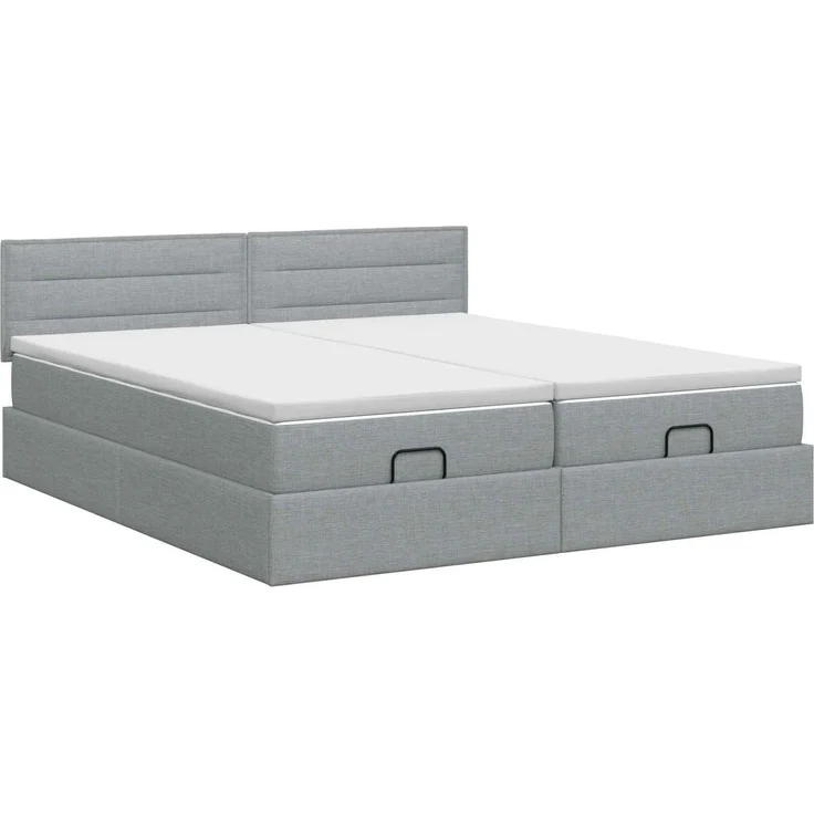 vidaXL Ottoman Bett mit Matratze mit Kopfteil 2 stk. Hellgrau Stoff 3456677 – Bild 8