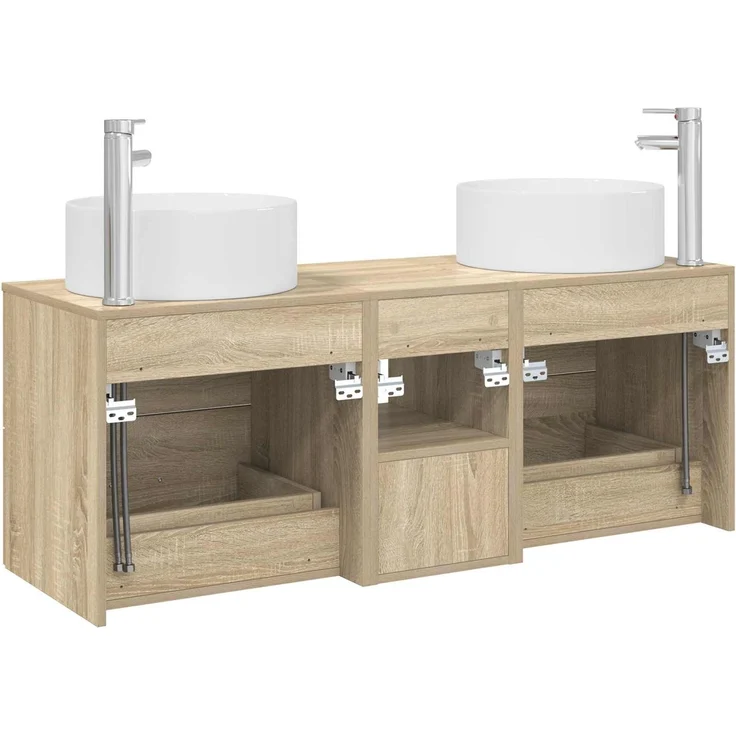 vidaXL Badezimmerschrank-Set 3 stk. Sonoma-Eiche 129 x 44,5 x 80 cm 3405949 – Bild 7