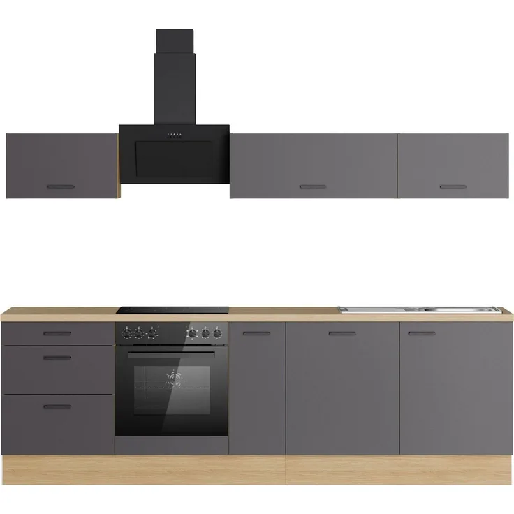 KOCHSTATION Küchenzeile KS-Sion, Breite 270 cm, schnelle Montage mit OPTIsnap, wahlweise mit E-Geräten