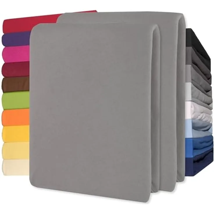 CelinaTex Jersey Spannbettlaken Lucina 140x200-160x200 cm dunkel grau 100% Baumwolle gekämmt bis 26cm Matratzenhöhe Oeko-TEX