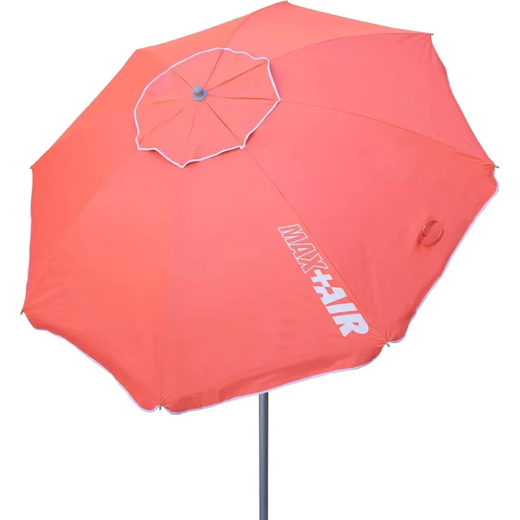 AKTIVE 62245 – Windfester Strandschirm mit UV50-Schutz Koralle | Maße Ø220 cm, höhenverstellbar | Windabweisend | Inklusive Aufbewahrungstasche mit Tragegriff