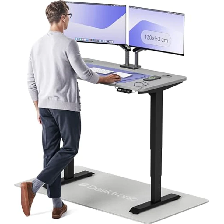 Desktronic HomePro Höhenverstellbarer Schreibtisch 120 × 60 cm – Elektrischer Schreibtisch Mit Zwei Elektrischen Motoren, Touchscreen-Steuerung und Integrierten USB-A- und USB-C-Ladeanschlüssen – Bild 2