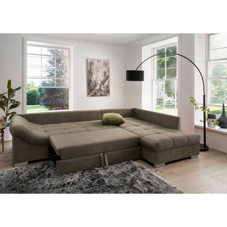 Polsterecke >Althea< Schlaffunktion, Rutsche, Bezug braun - 298x65x202 (BxHxT) – Bild 2