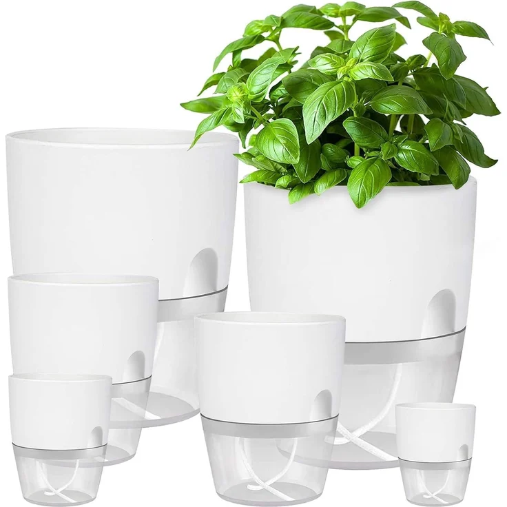 iDattel Selbstbewässernder Blumentopf Kräutertopf Set für die Küche 6er – Bild 1