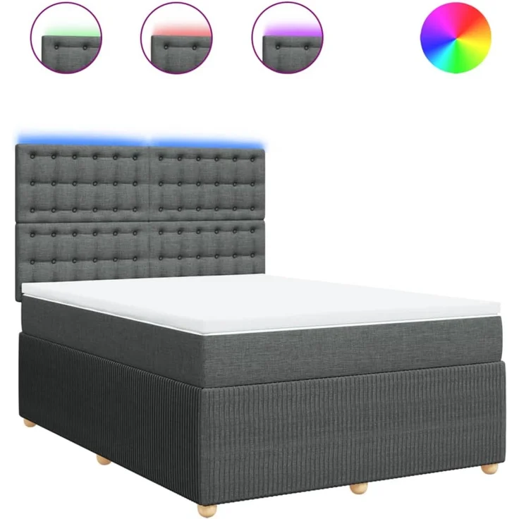 vidaXL Boxspringbett mit Matratze Dunkelgrau 140x190 cm Stoff 3294366 – Bild 2