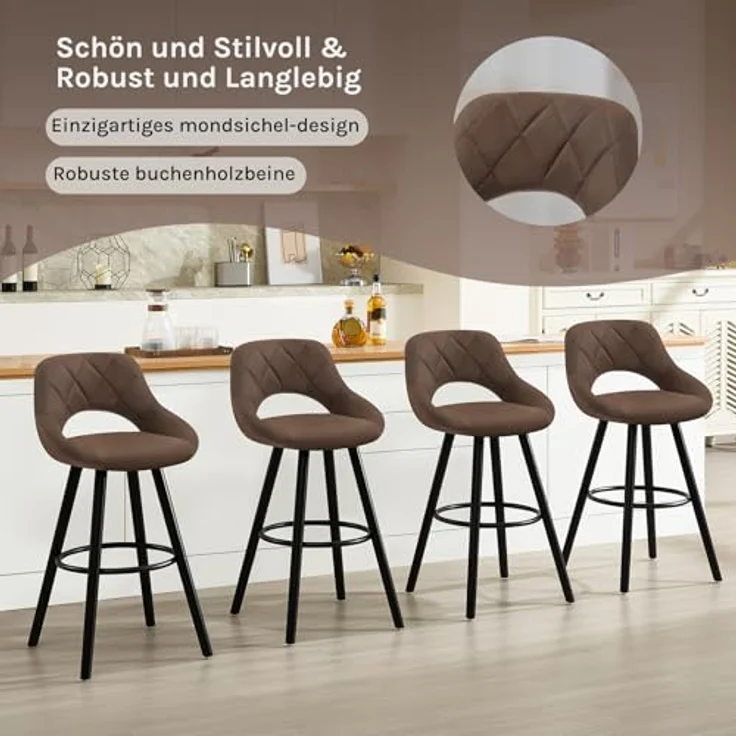 Woltu Barhocker (2 St), Barstuhl Tresenhocker mit Lehne und Fußstütze – Bild 7