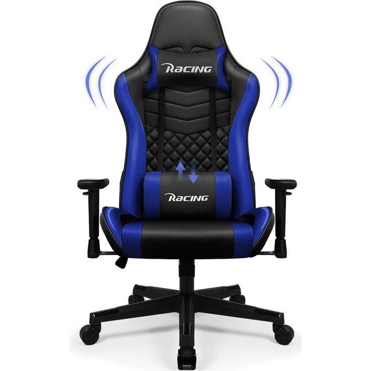 Hiazurm Gaming-Stuhl Gaming Stuhl, Bürostuhl Ergonomisch Wippfunktion bis zu 170° (Verstellbarem Lenden- & Kopfkissen, Gamer Stuhl 150kg Belastbarkeit), Verstellbarem Lenden- & Kopfkissen, Gamer Stuhl 150kg Belastbarkeit