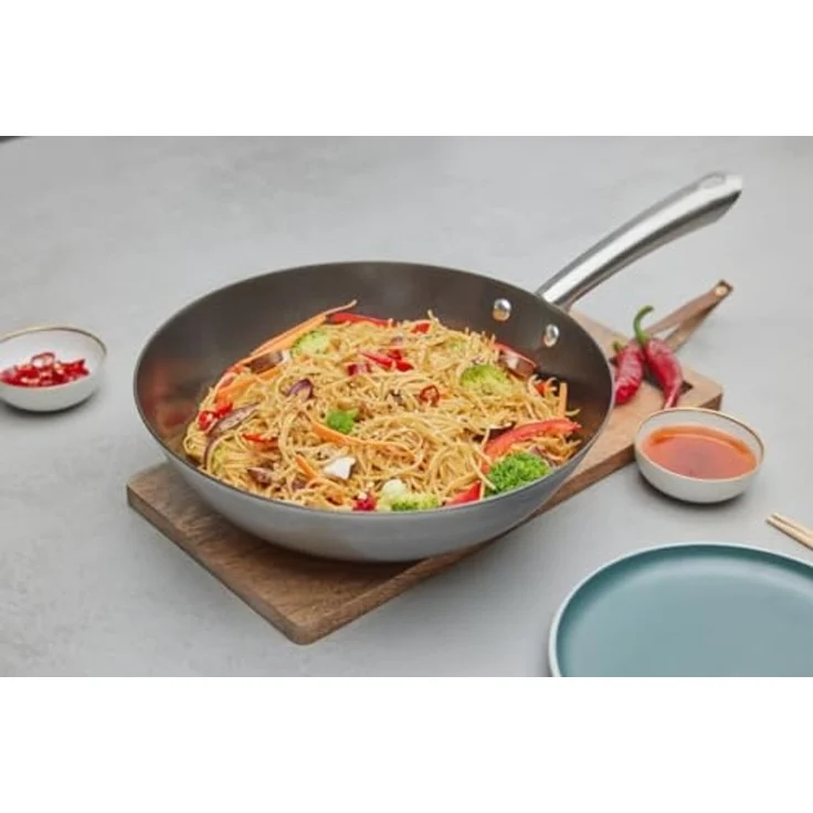 Schulte-Ufer Iron-Star Wokpfanne, Wok, Asia Pfanne, Eisenwok, Eisen, Schwarz, 28 cm, 1460-28 i – Bild 3