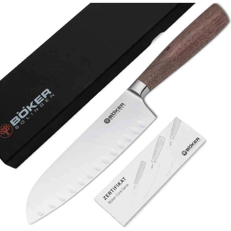 Böker Core Santoku Kochmesser mit Kullen Braun